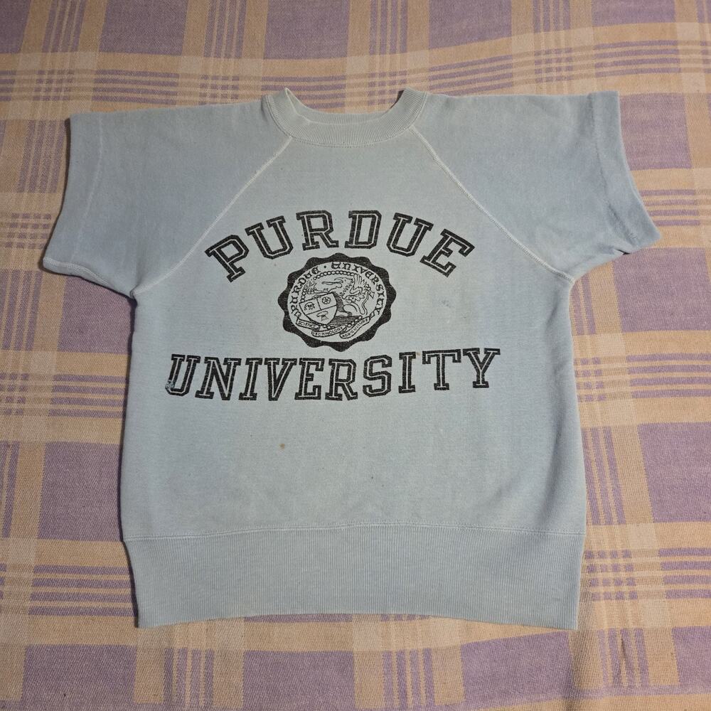 Vintage 60s Purdue University Sweatshirt Baby Blue USA True Vintage School Print